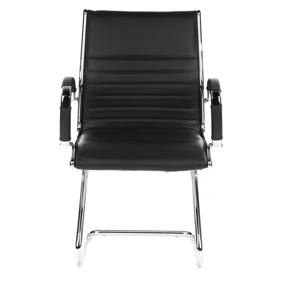 N° de l'image du produit 1 : Chaise de réunion / fauteuil suspendu hjh OFFICE PARMA V cuir, noir chromé