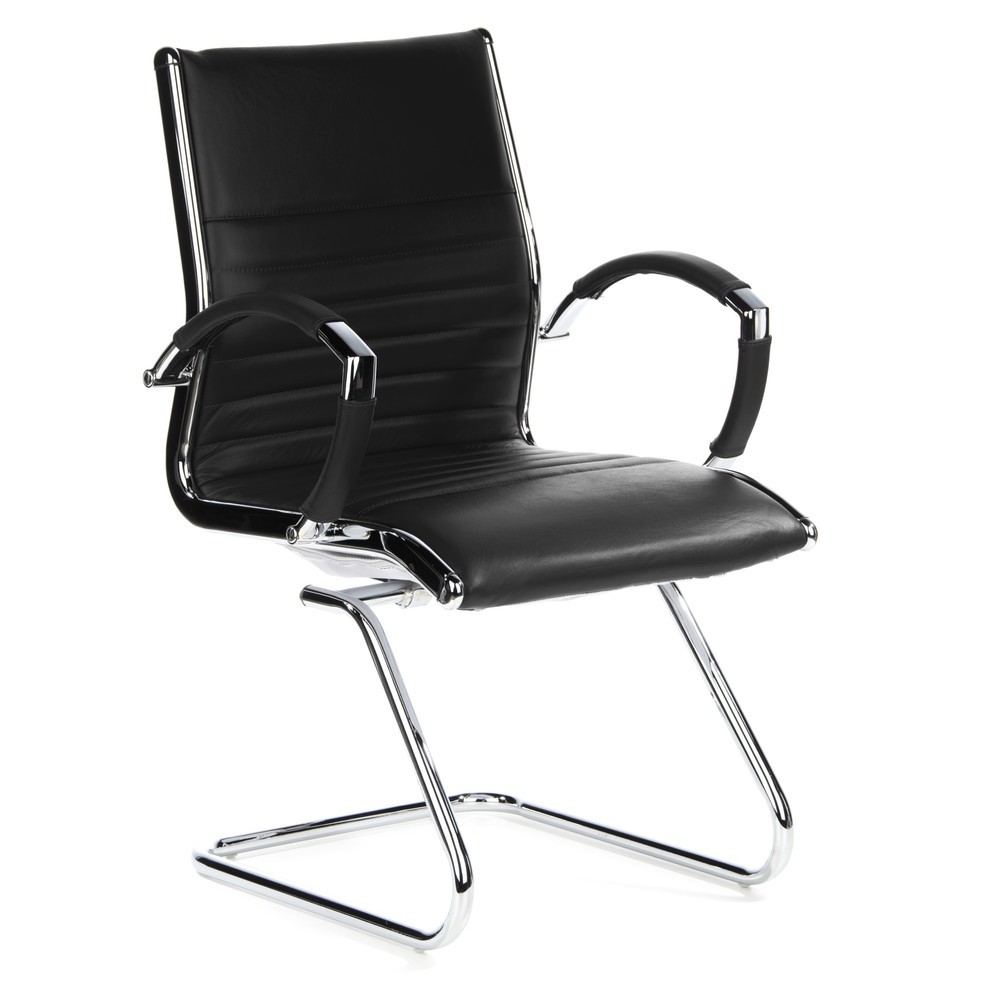 N° de l'image du produit 2 : Chaise de réunion / fauteuil suspendu hjh OFFICE PARMA V cuir, noir chromé
