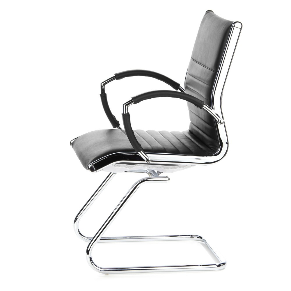 N° de l'image du produit 9 : Chaise de réunion / fauteuil suspendu hjh OFFICE PARMA V cuir, noir chromé