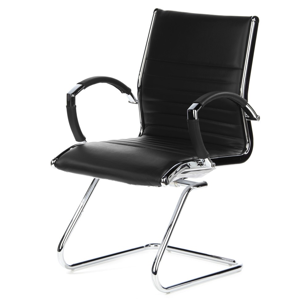 N° de l'image du produit 10 : Chaise de réunion / fauteuil suspendu hjh OFFICE PARMA V cuir, noir chromé
