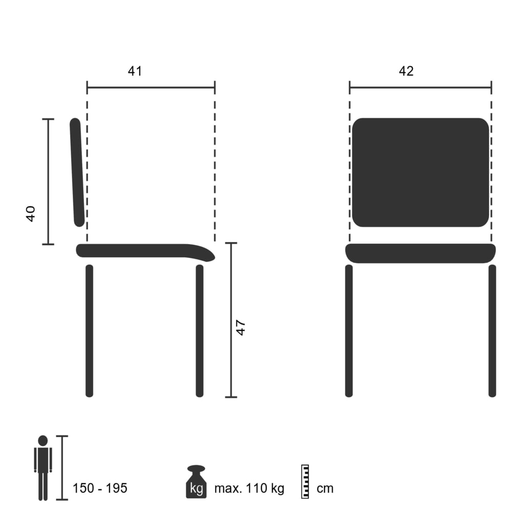 N° de l'image du produit 5 : Chaise de réunion / chaise-visiteur hjh OFFICE PICENO V PU, noir