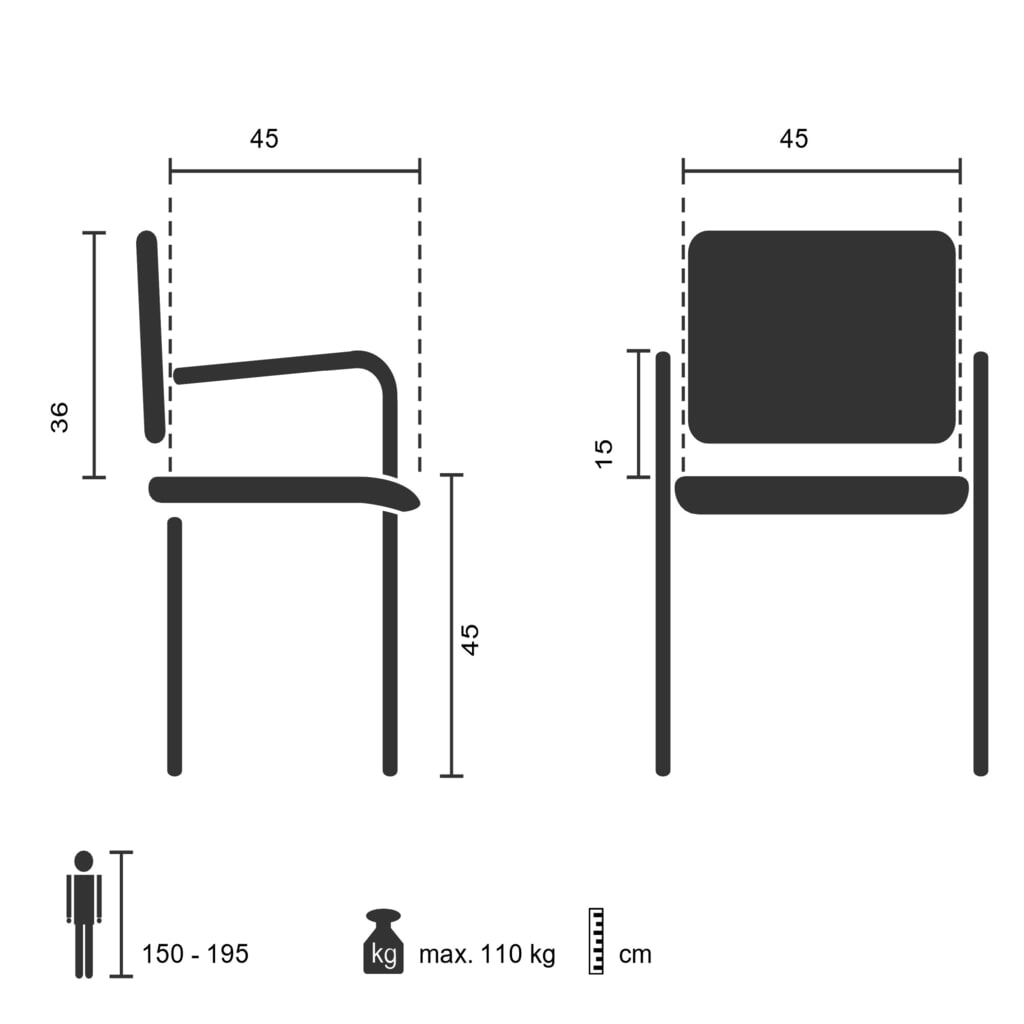 N° de l'image du produit 5 : Chaise de réunion / chaise-visiteur hjh OFFICE / SOMOS V PU, noir