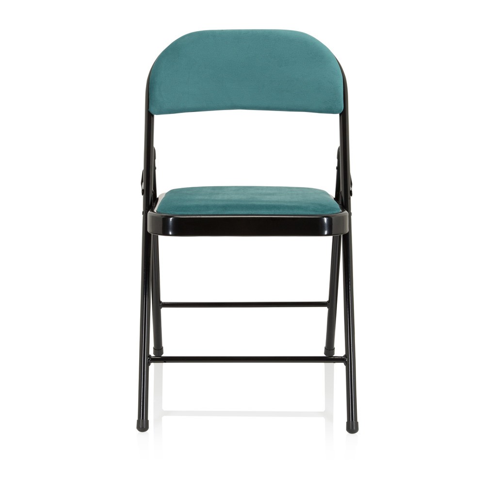 N° de l'image du produit 1 : Chaise de réunion / chaise-visiteur / chaise pliante hjh OFFICE TUDELA I velours, turquoise