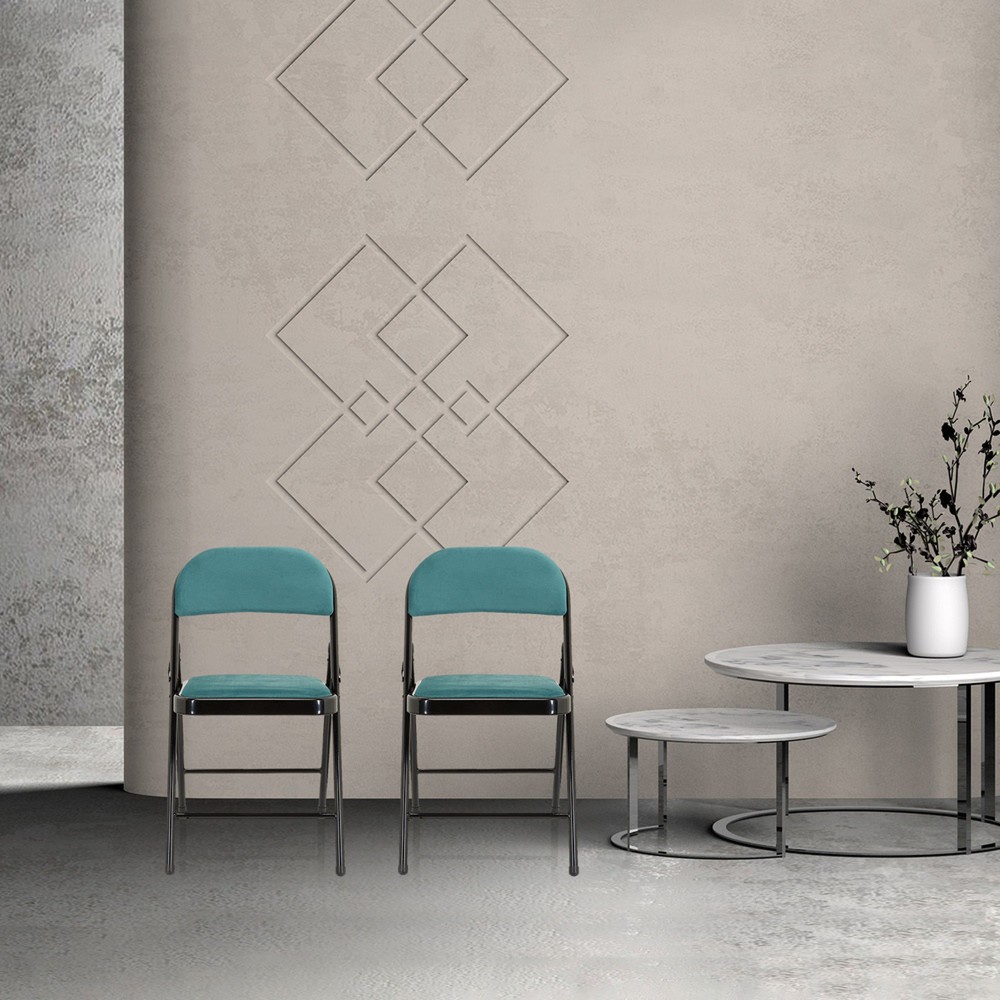 N° de l'image du produit 6 : Chaise de réunion / chaise-visiteur / chaise pliante hjh OFFICE TUDELA I velours, turquoise