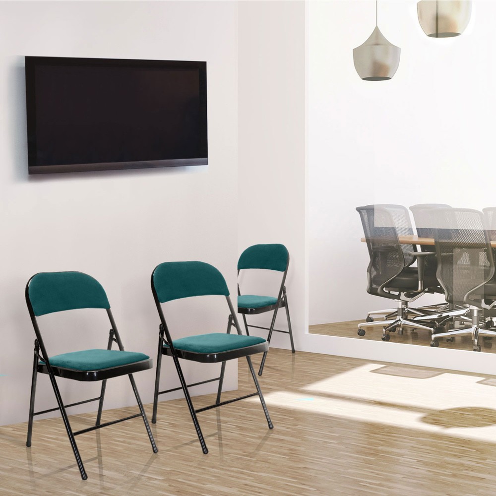 N° de l'image du produit 7 : Chaise de réunion / chaise-visiteur / chaise pliante hjh OFFICE TUDELA I velours, turquoise