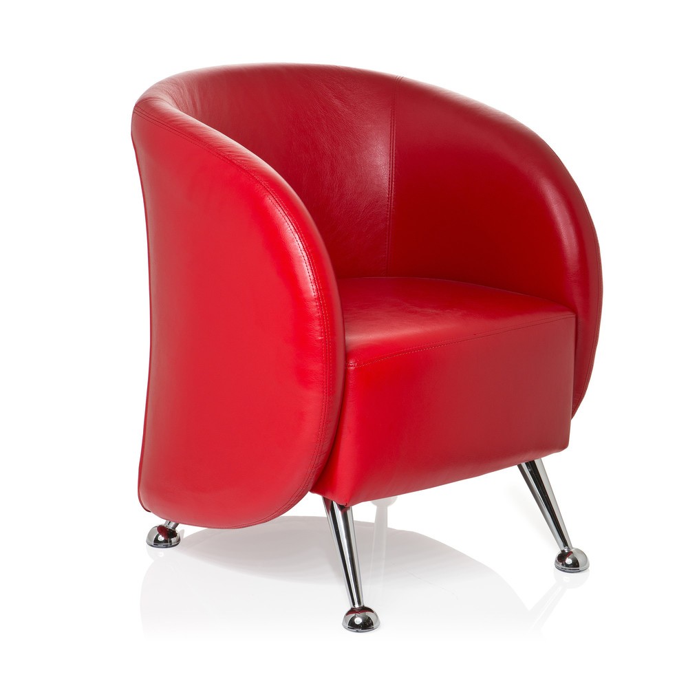 Numéro de l'image du produit 3: Fauteuil lounge / fauteuil club hjh OFFICE / ST. LUCIA similicuir, rouge