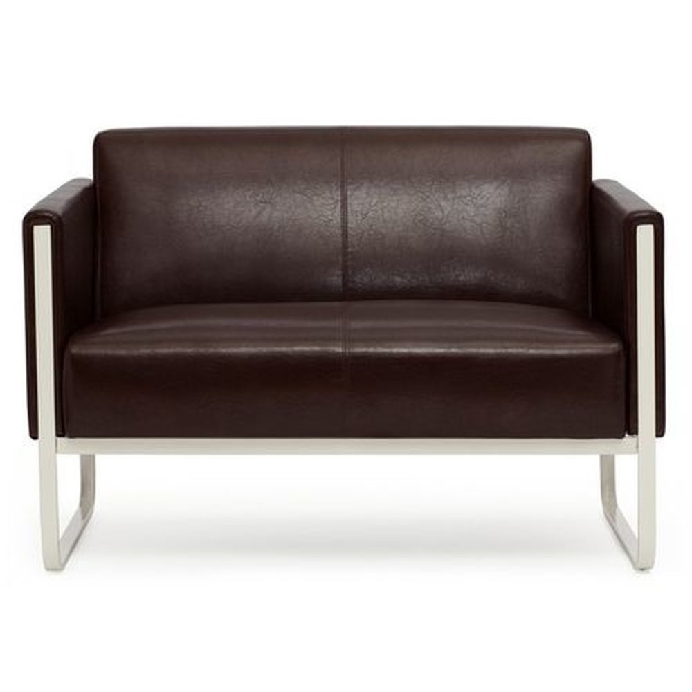 Numéro de l'image du produit 1: Canapé lounge hjh OFFICE ARUBA piètement gris clair similicuir, 2 places, marron