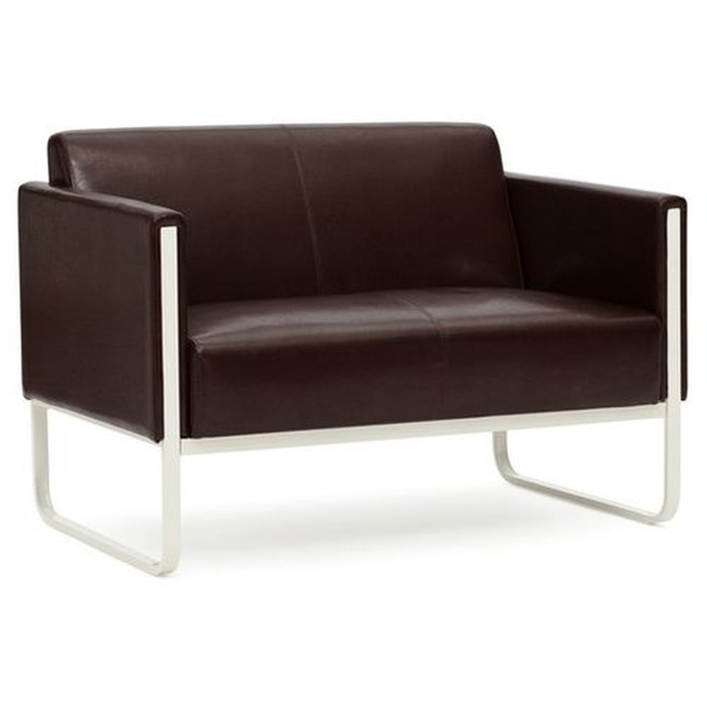 Numéro de l'image du produit 3: Canapé lounge hjh OFFICE ARUBA piètement gris clair similicuir, 2 places, marron