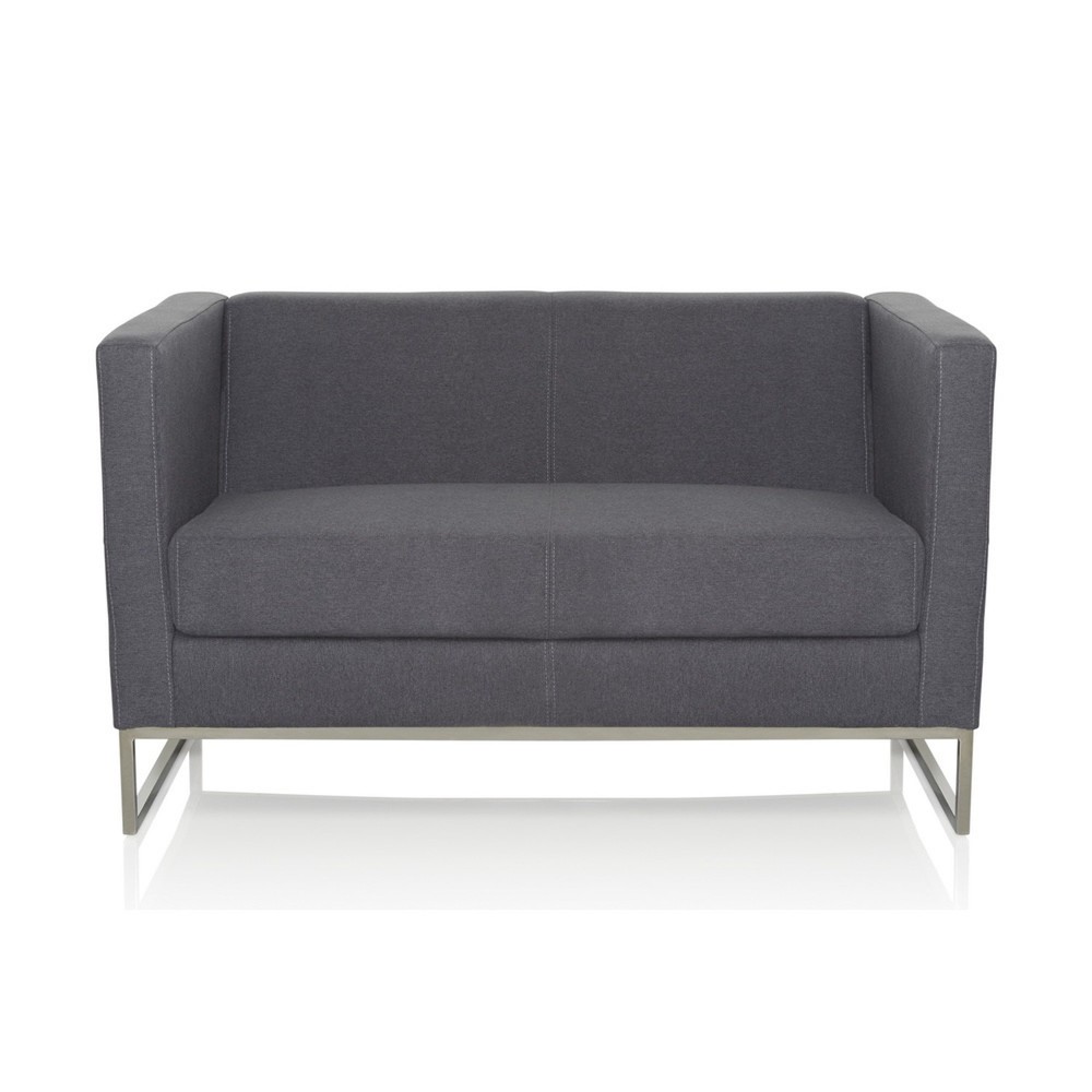 Numéro de l'image du produit 1: Canapé lounge hjh OFFICE BARBADOS structure acier inoxydable tissu, 2 places, gris foncé