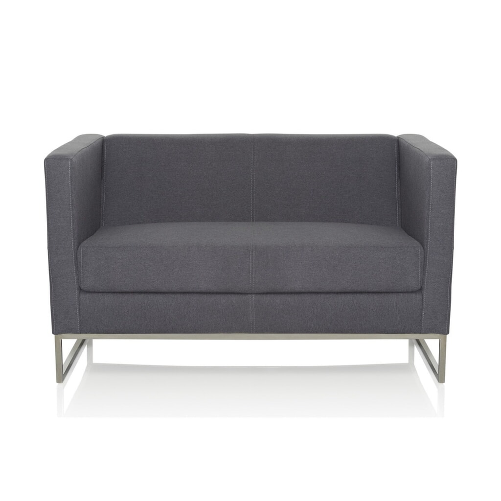 N° de l'image du produit 1 : Canapé lounge hjh OFFICE BARBADOS structure acier inoxydable tissu, 2 places, gris foncé