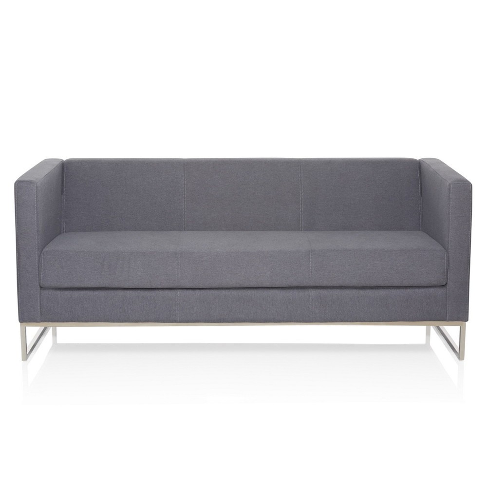 Numéro de l'image du produit 1: Canapé lounge hjh OFFICE BARBADOS structure acier inoxydable tissu, 3 places, gris foncé