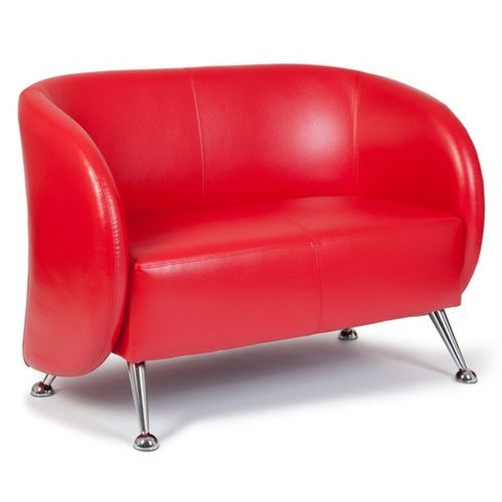 N° de l'image du produit 3 : Canapé lounge / canapé club hjh OFFICE ST. LUCIA similicuir, 2 places, rouge