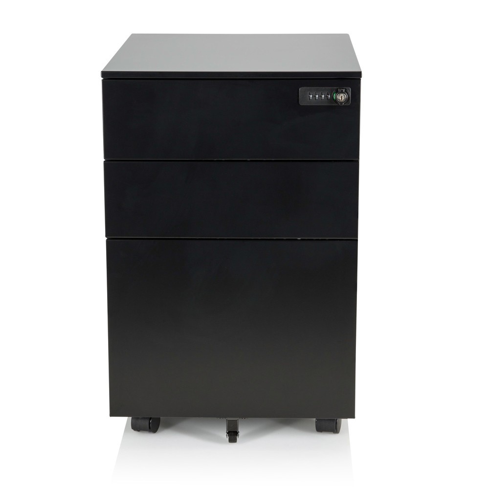 Numéro de l'image du produit 1: Caisson à roulettes hjh OFFICE COLOR OS I métal, noir avec serrure à combinaison