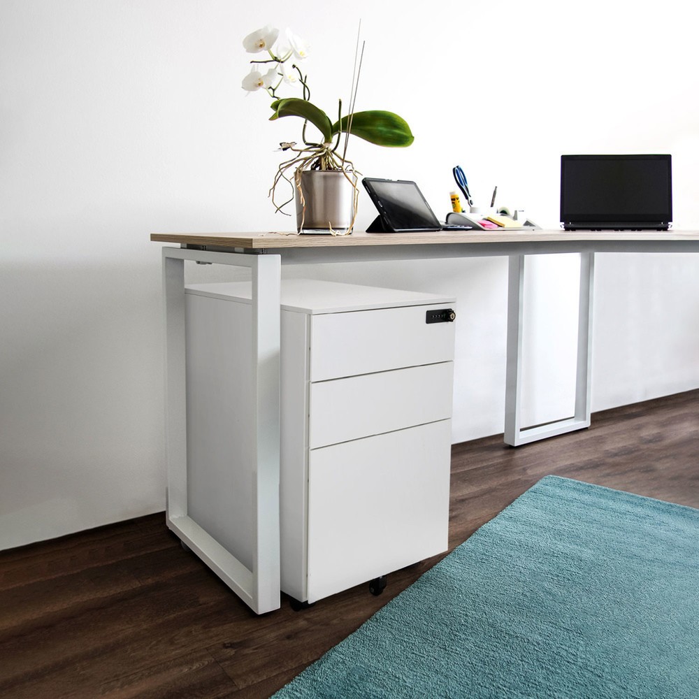Numéro de l'image du produit 3: Caisson à roulettes hjh OFFICE COLOR OS I métal blanc avec serrure à combinaison