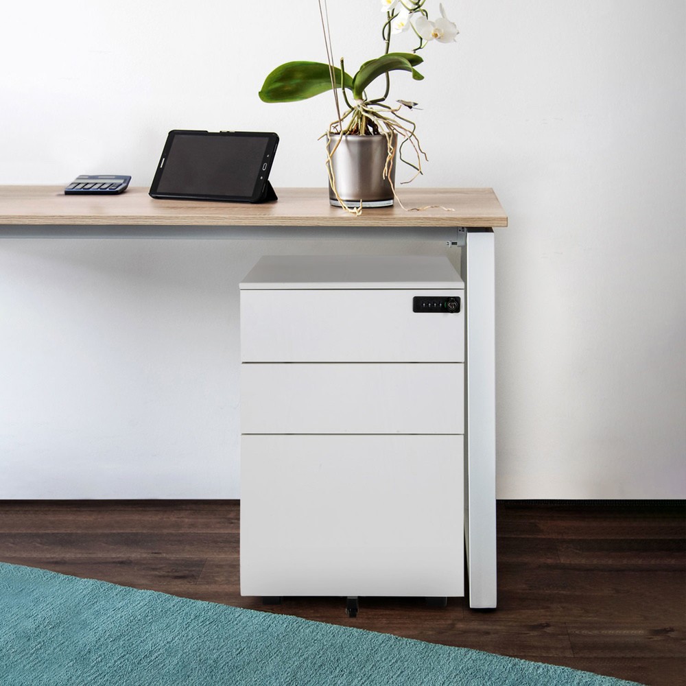 Numéro de l'image du produit 4: Caisson à roulettes hjh OFFICE COLOR OS I métal blanc avec serrure à combinaison