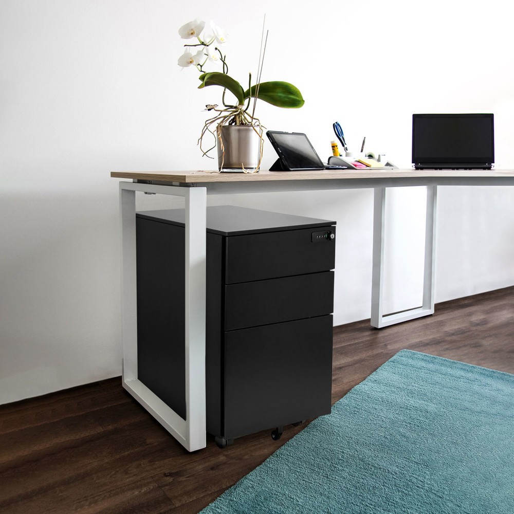 Numéro de l'image du produit 4: Caisson à roulettes hjh OFFICE COLOR OS I métal, noir avec serrure à combinaison