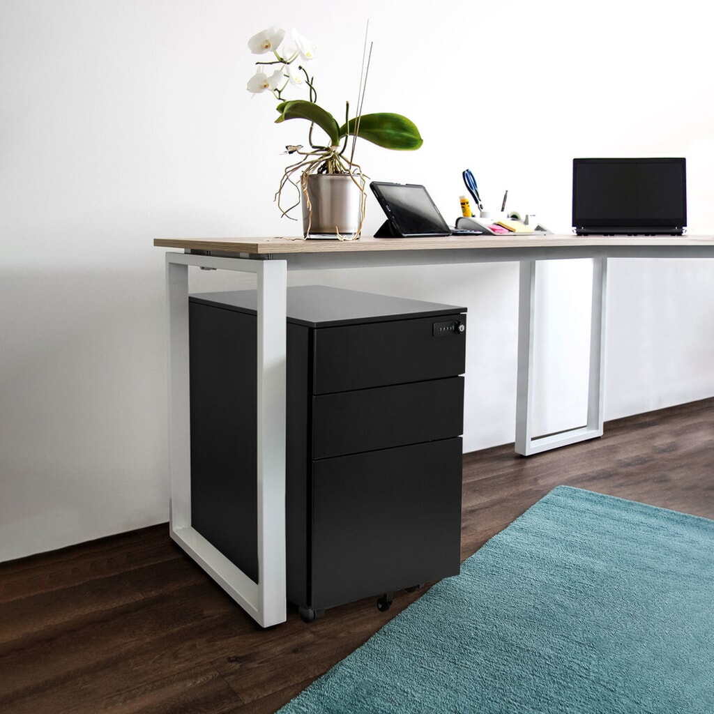 N° de l'image du produit 5 : Caisson à roulettes hjh OFFICE COLOR OS I métal, noir avec serrure à combinaison