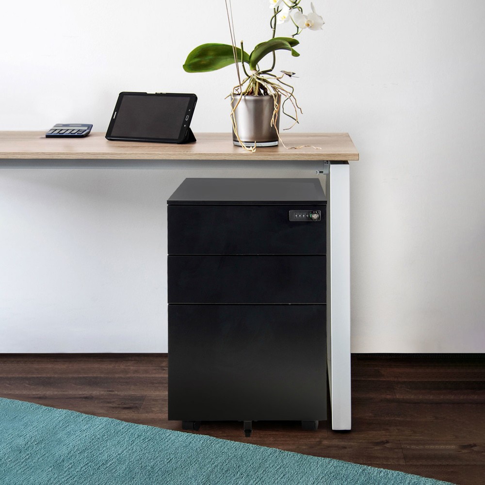 Numéro de l'image du produit 6: Caisson à roulettes hjh OFFICE COLOR OS I métal, noir avec serrure à combinaison