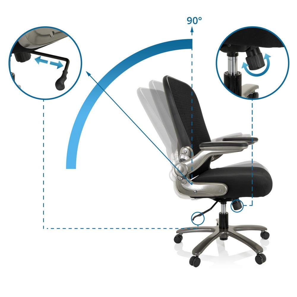 N° de l'image du produit 3 : Siège pour personne forte / siège de bureau hjh OFFICE INSTRUCTOR T I Titan XXL maille/tissu, noir