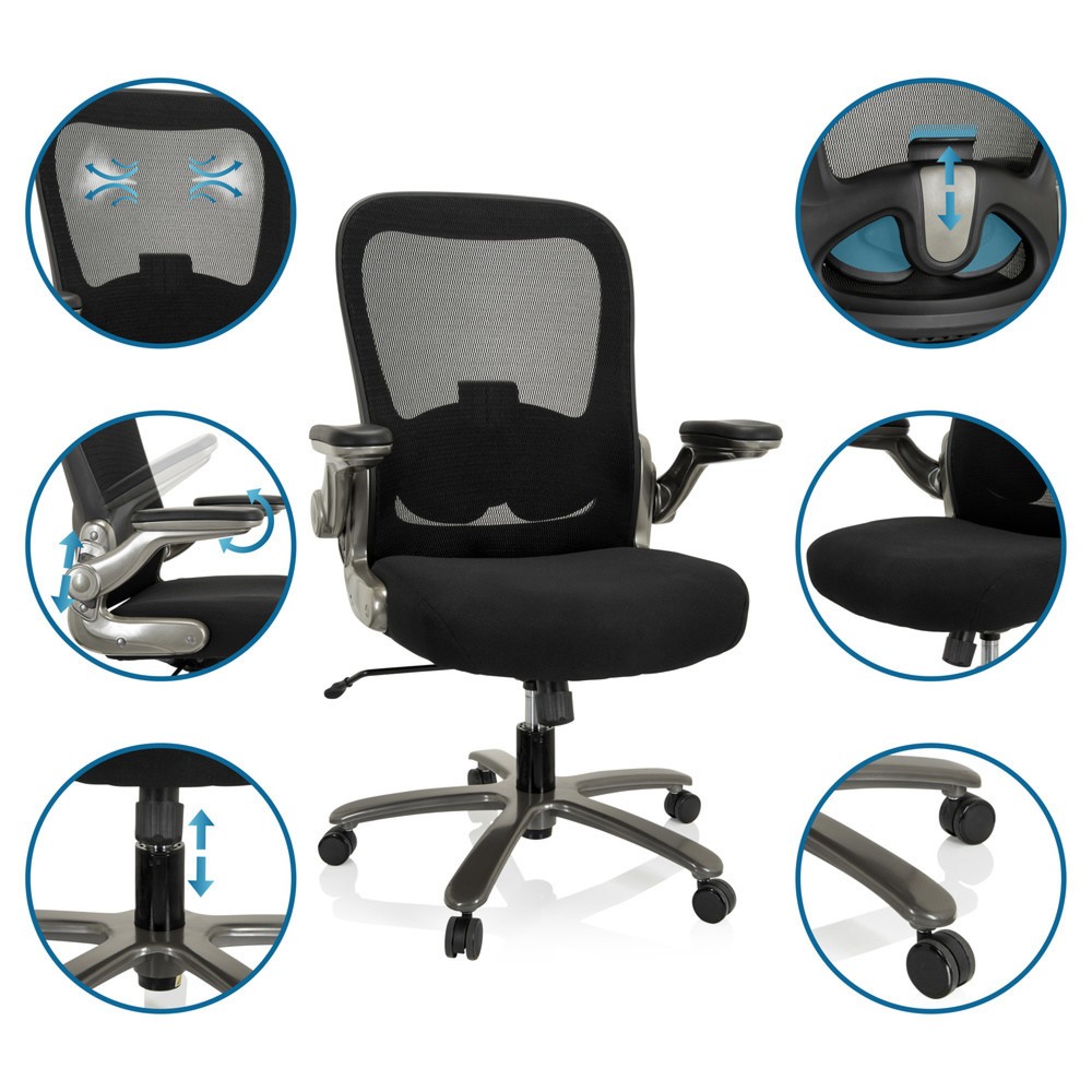 N° de l'image du produit 4 : Siège pour personne forte / siège de bureau hjh OFFICE INSTRUCTOR T I Titan XXL maille/tissu, noir