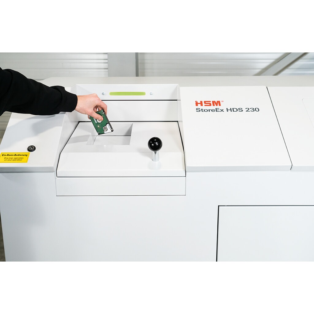 Destructeur de supports de données numériques HSM® StoreEx HDS 230, un seul niveau, coupe en particules 20 x 40-50 mm N° de l'image du produit 6 : Destructeur de supports de données numériques HSM® StoreEx HDS 230, un seul niveau, coupe en particules 20 x 40-50 mm