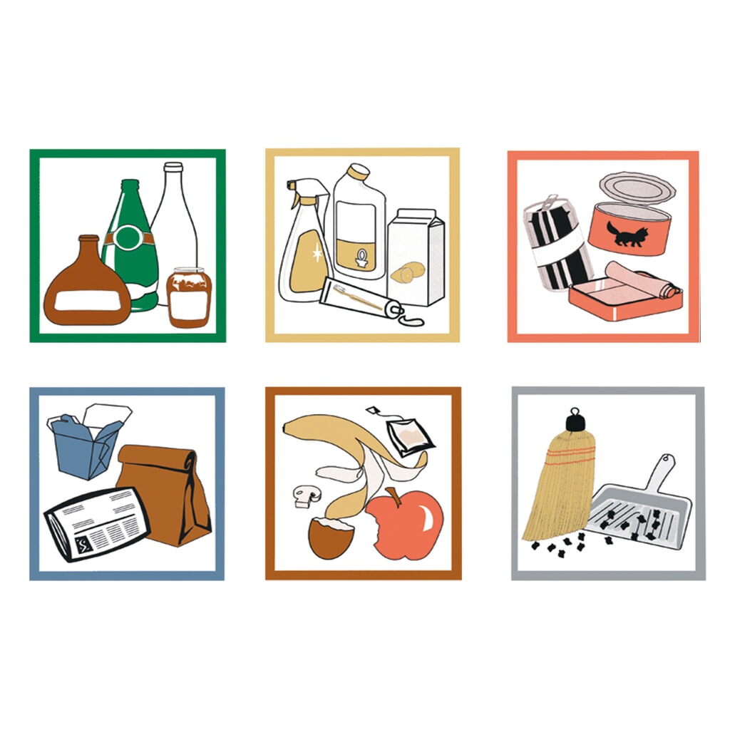 Jeu d’autocollants pour collecteur de déchets stumpf®, carrés, 6 pces/UV N° de l'image du produit 1 : Jeu d’autocollants pour collecteur de déchets stumpf®, carrés, 6 pces/UV