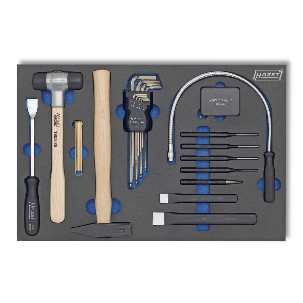 Jeu d'outils HAZET®, clés coudées + burins plats et autres