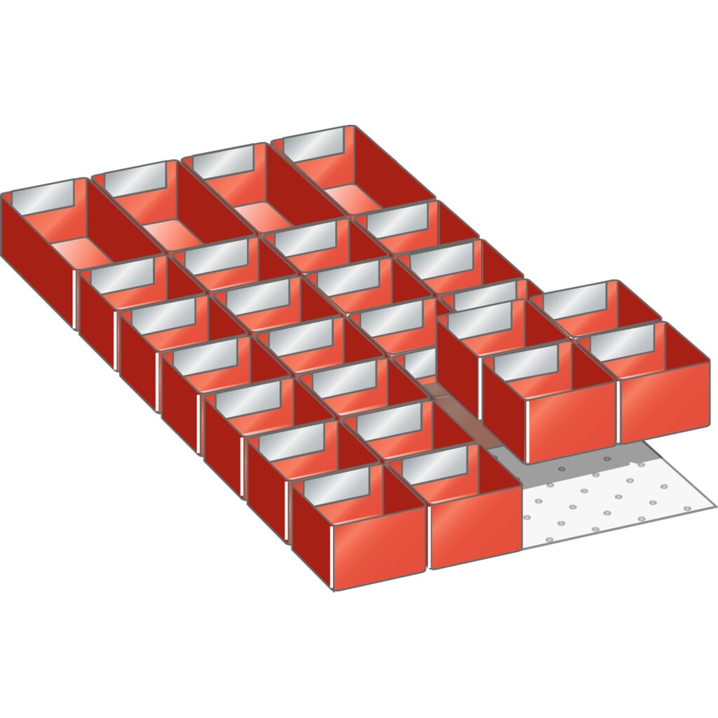 Jeu de bacs en plastique LISTA 18x36E, (lxP) 306x612 mm, 28 pièces, hauteur de façade 50 mm Illustration du produit: Jeu de bacs en plastique LISTA 18x36E, (lxP) 306x612 mm, 28 pièces, hauteur de façade 50 mm