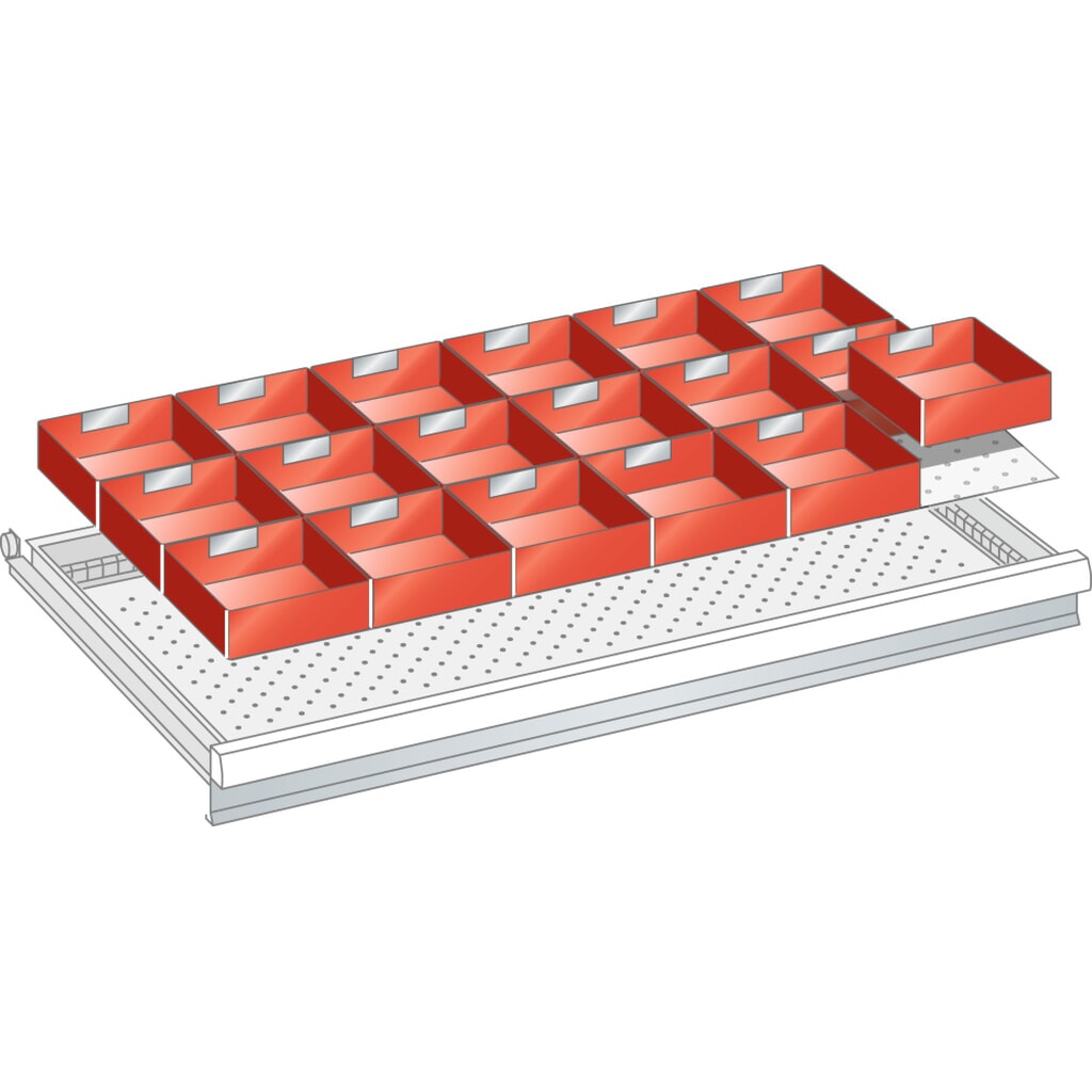 Jeu de bacs en plastique LISTA 54x27E, (LxPxFH) 918x459x50 mm, 18 pièces Illustration du produit: Jeu de bacs en plastique LISTA 54x27E, (LxPxFH) 918x459x50 mm, 18 pièces