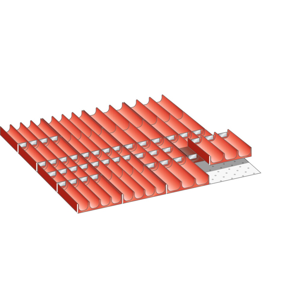 Jeu de compartiments creux LISTA 36x36E, (lxPxHF) 612x612x50 mm, 66 pièces