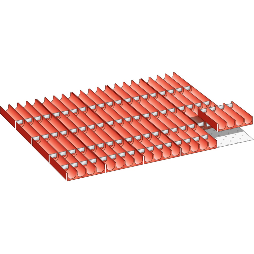 Jeu de compartiments creux LISTA 45x36E, (lxPxHF) 765x612x50 mm, 100 pièces