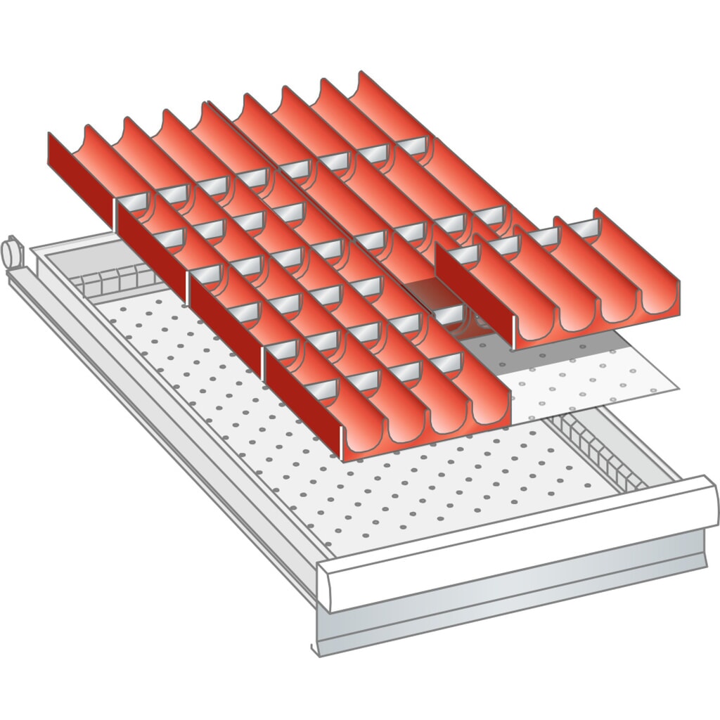 Jeu de godets LISTA 18x36E, (lxPxHF) 306x612x50 mm, 48 pièces Illustration du produit: Jeu de godets LISTA 18x36E, (lxPxHF) 306x612x50 mm, 48 pièces