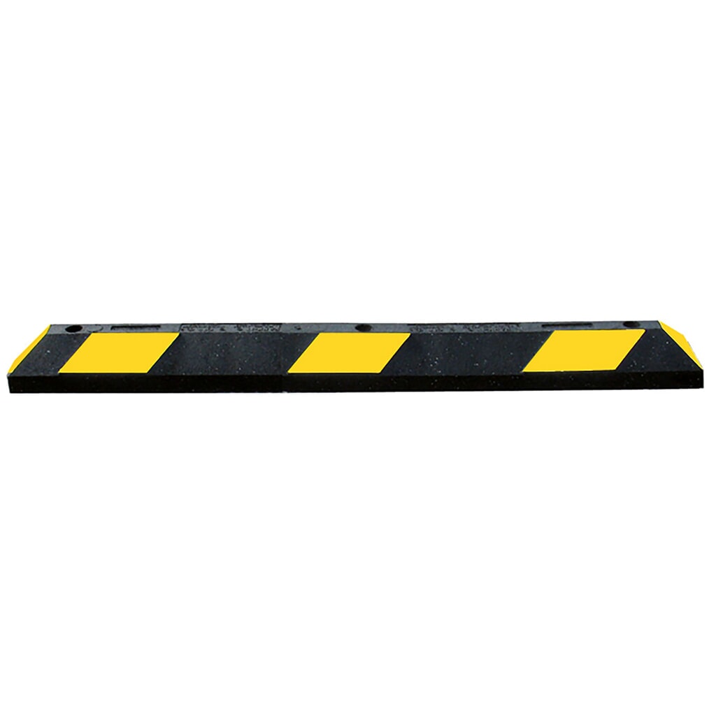 N° de l'image du produit 1 : Justrite® Butoir de roue Park-It®, caoutchouc recyclé, largeur 1 800 mm, noir/jaune