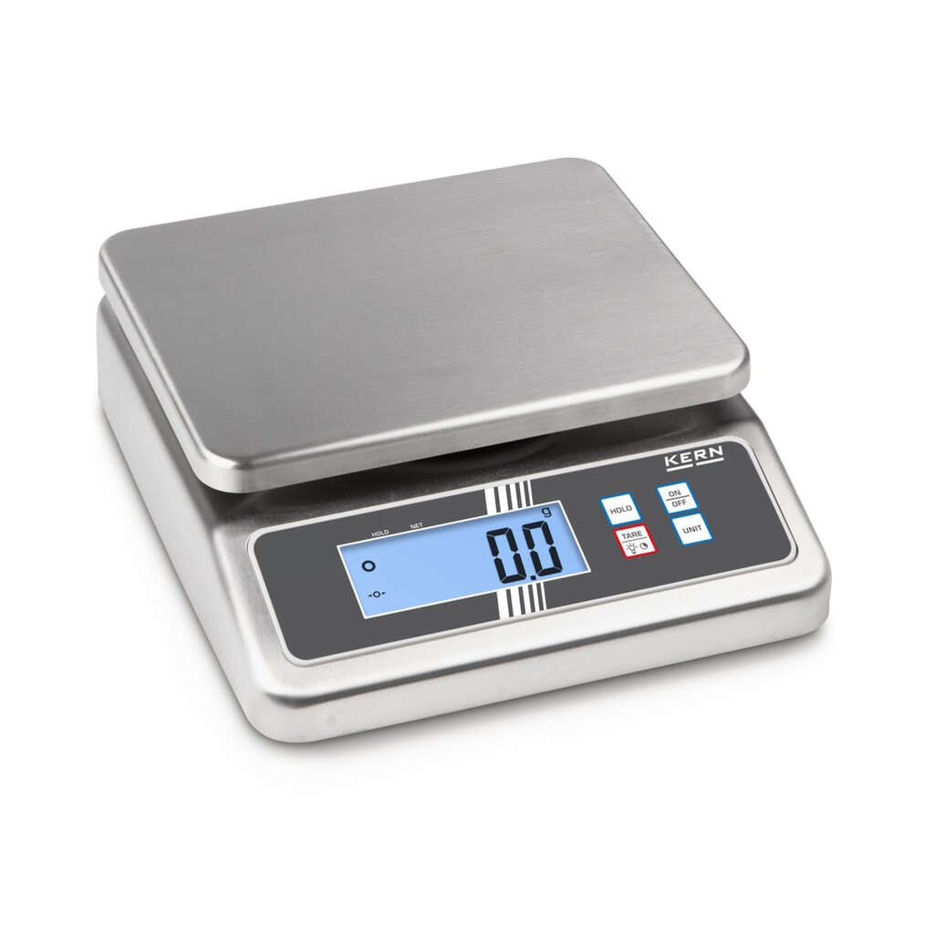 N° de l'image du produit 1 : KERN Balance de comptoir en acier inoxydable FOB 10K-3NL, classe de protection IP 67, plage de pesée max. 8/15 kg