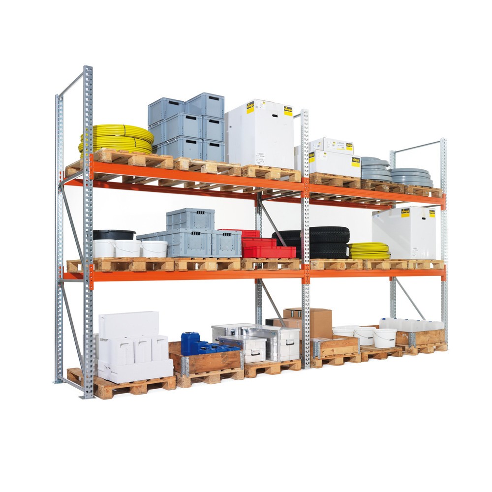 Illustration du produit: Paquet complet de rayonnage à palettes META MULTIPAL, charge par tablette 2 400 kg, H x l x P 3 300 x 5 655 x 1 100 mm