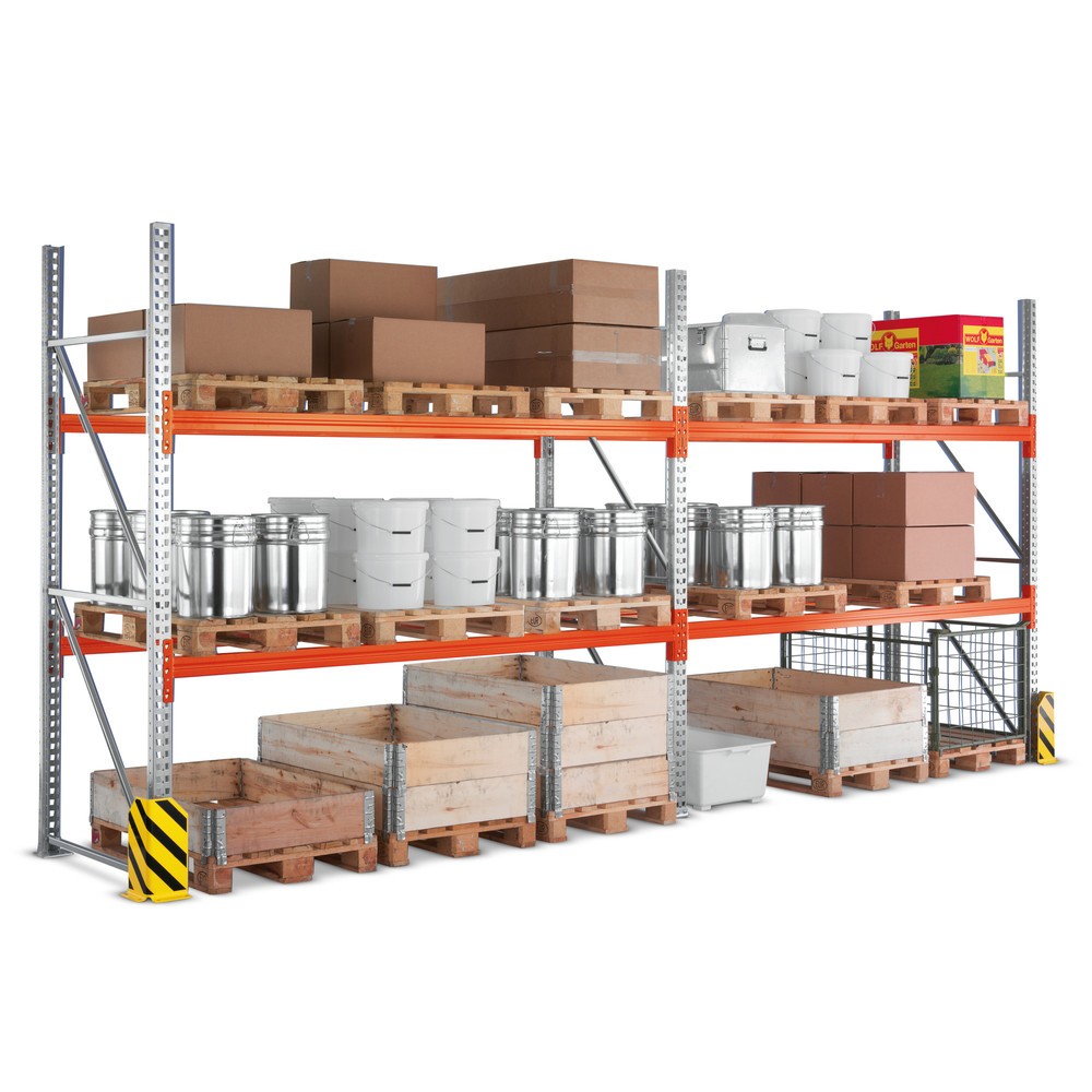 Illustration du produit: Paquet complet de rayonnage à palettes META MULTIPAL, charge par tablette 3 000 kg, H x l x P 2 700 x 5 655 x 1 100 mm