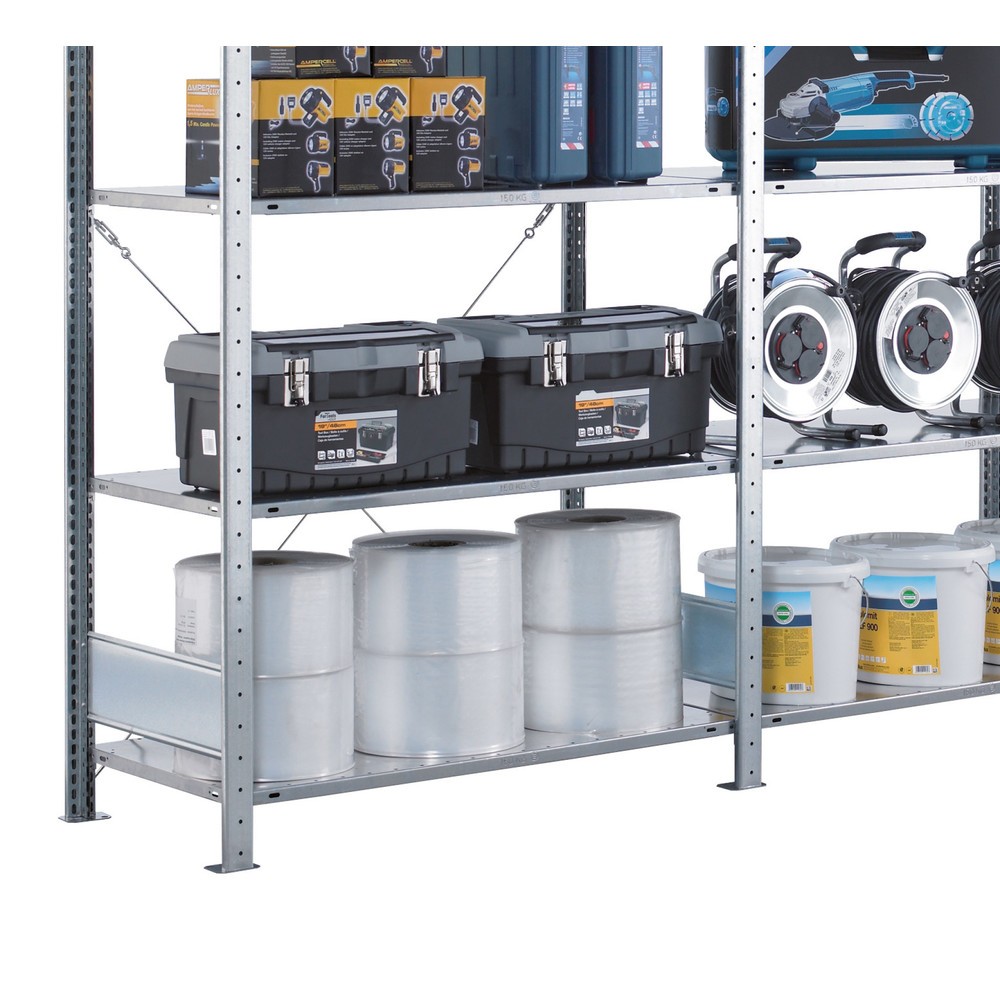 Numéro de l'image du produit 3: SCHULTE Rayonnage à tablettes galvanisé en kit complet, avec 15 tablettes en tôle d’acier, charge par tablette 150 kg, HxlxP 2 000 x 3 072 x 536 mm