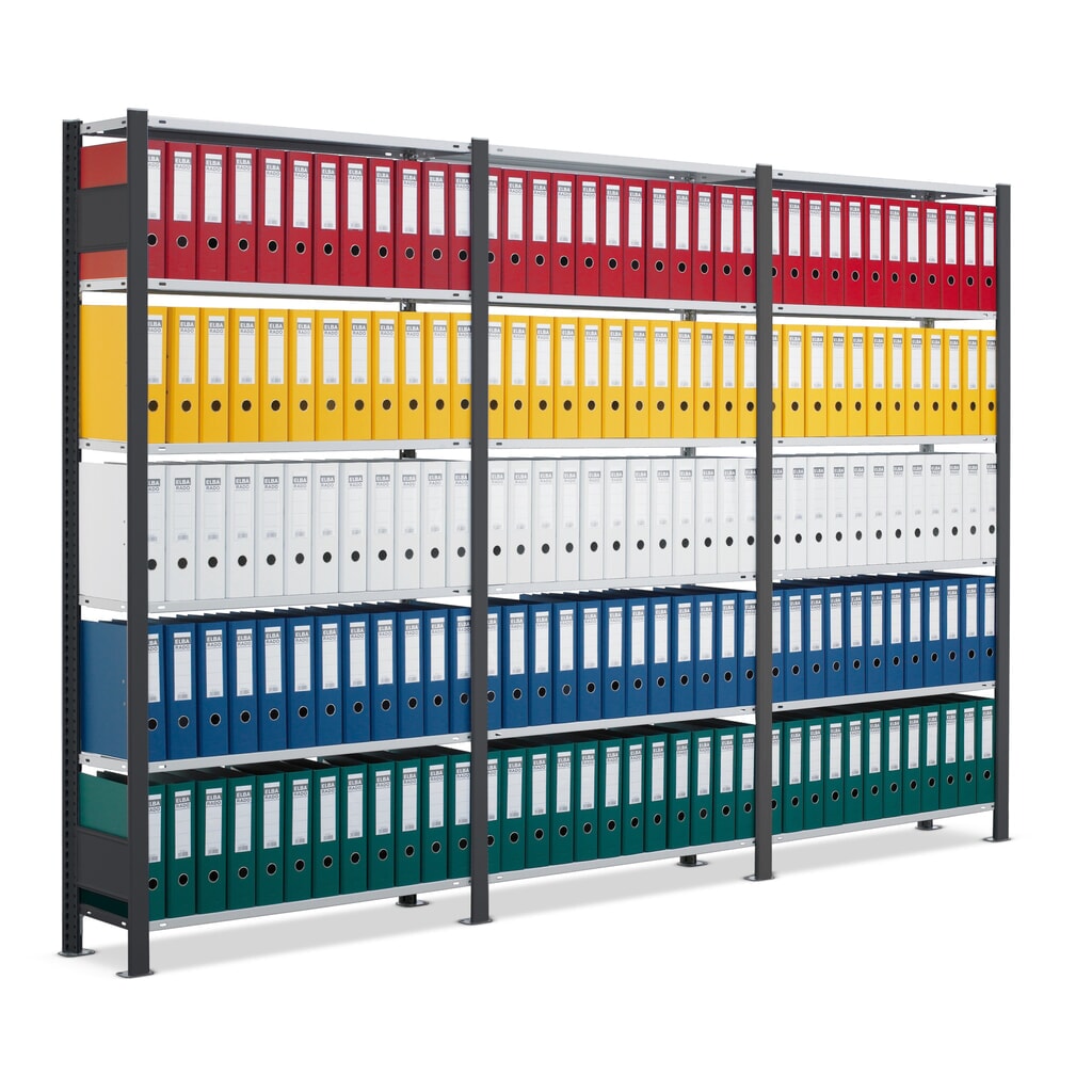Kit complet Rayonnage de bureau SCHULTE, unilatéral, charge par tablette 85 kg, HxlxP 2 000 x 3 000 x 300 mm, noir Illustration du produit: Kit complet Rayonnage de bureau SCHULTE, unilatéral, charge par tablette 85 kg, HxlxP 2 000 x 3 000 x 300 mm, noir
