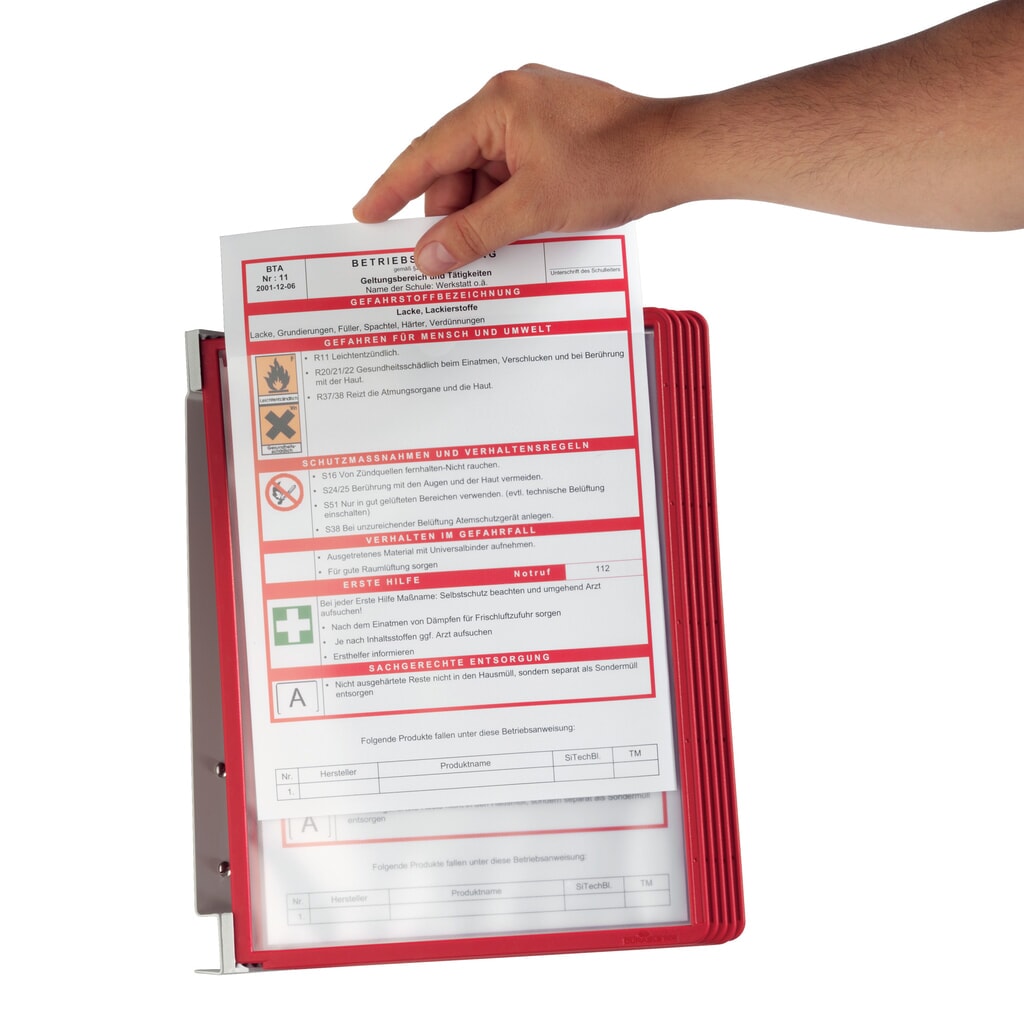 N° de l'image du produit 3 : Kit complet de supports muraux Vario®, 5 pochettes transparentes, rouge