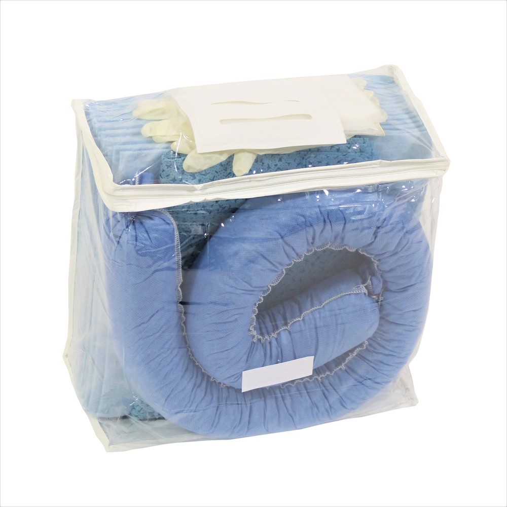 Illustration du produit: Kit d'urgence dans un sac en PVC, huile, capacité d'absorption 20 l, bleu