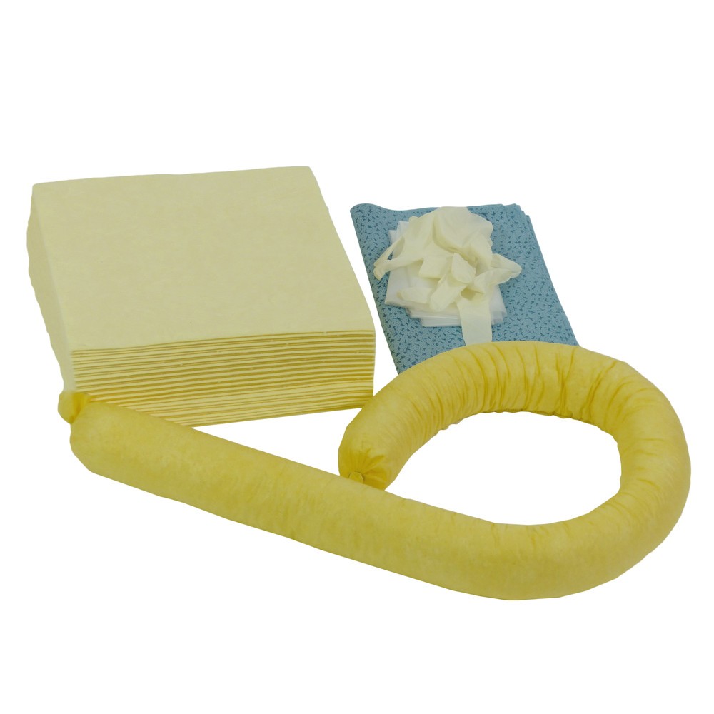 N° de l'image du produit 2 : Kit d'urgence dans un sac en PVC, produits chimiques, capacité d'absorption 20 l, jaune