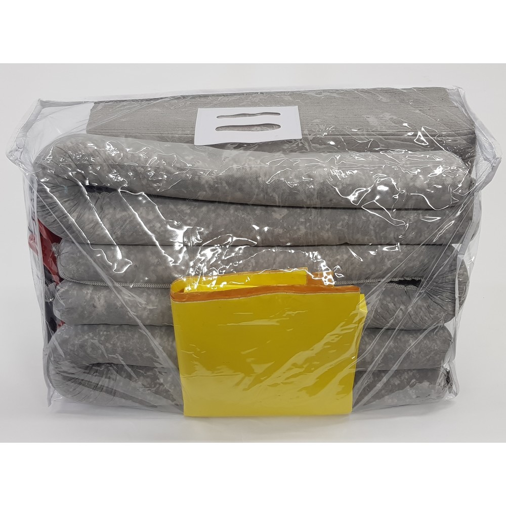 Numéro de l'image du produit 1: Kit d'urgence dans un sac en PVC, protection de canalisations jetable incluse, universel, capacité d'absorption 50 l
