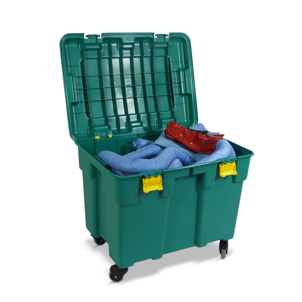 Illustration du produit: Kit d’urgence, benne à roulettes Huile, contenance 150 l, bleue