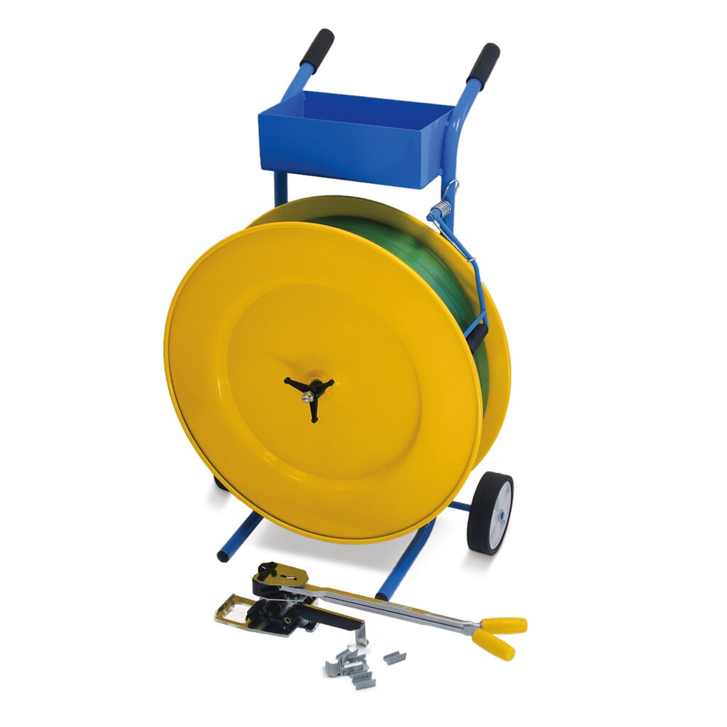 Kit de cerclage Standard pour feuillard en PET, utilisation fréquente, pour largeur de feuillard 16 mm Illustration du produit: Kit de cerclage Standard pour feuillard en PET, utilisation fréquente, pour largeur de feuillard 16 mm