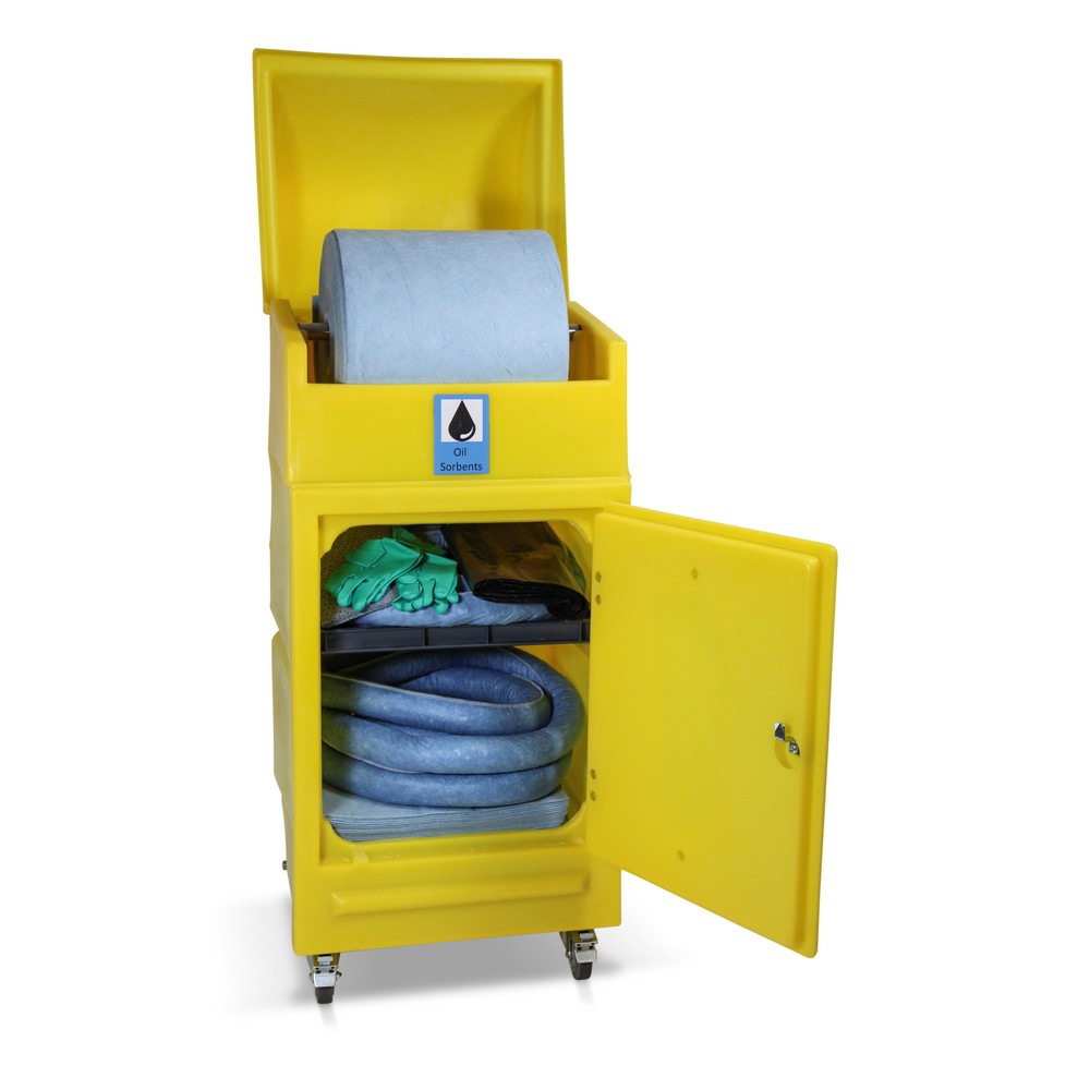 N° de l'image du produit 1 : Kit d’urgence Huile, cuve à roulettes, contenance 300 l, bleue