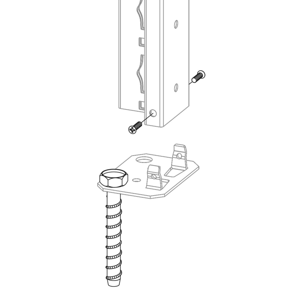 Kit de fixation au sol pour rayonnage à dossiers / tablettes SCHULTE avec système enfichable Illustration du produit: Kit de fixation au sol pour rayonnage à dossiers / tablettes SCHULTE avec système enfichable