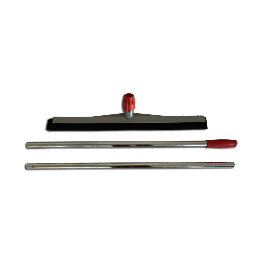 Jeu de raclettes à eau pour liquides huileux Steinbock®, raclette largeur 450 mm, manche chromé en 2 parties longueur 1 400 mm Illustration du produit: Jeu de raclettes à eau pour liquides huileux Steinbock®, raclette largeur 450 mm, manche chromé en 2 parties longueur 1 400 mm
