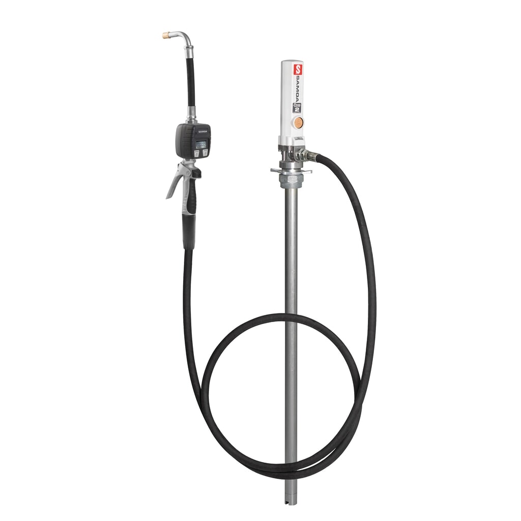 Illustration du produit: Kit pour pompes à huile 3:1 SAMOA, tuyau de refoulement et pistolet de distribution avec compteur de débit électronique manuel y compris