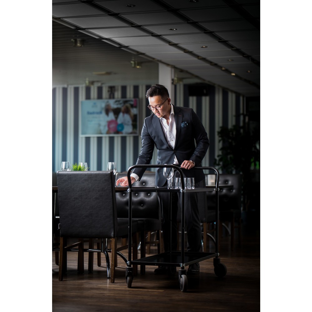 Numéro de l'image du produit 2: Kongamek Chariot de service avec 4 roues directrices, 2 étagères à 480 x 1 080 mm, capacité de charge 100 kg