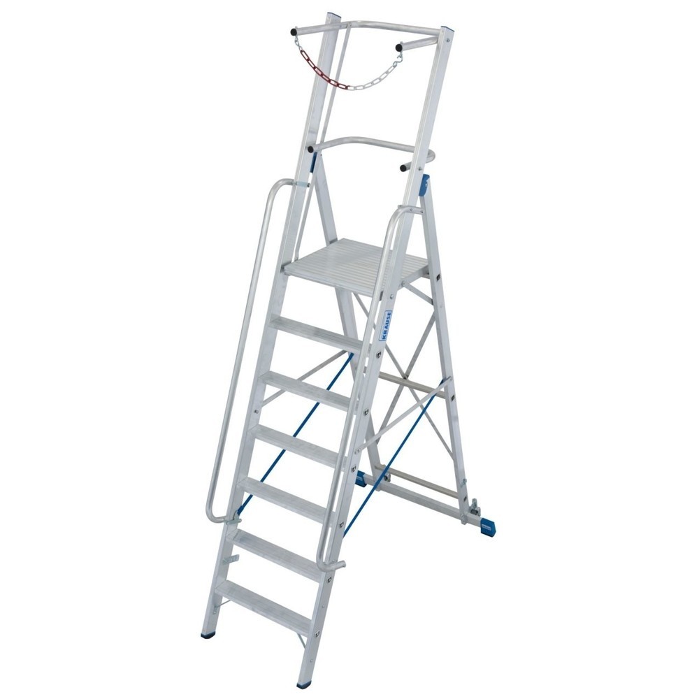 Numéro de l'image du produit 1: Escabeau double à marches KRAUSE® STABILO ac gde platef., arceau de sécu. et chaîne 1x7 marches